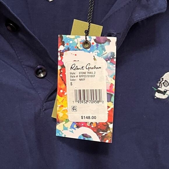 Robert Graham Stone Trail 2 Navy Polo Size Small - Picture 7 of 7